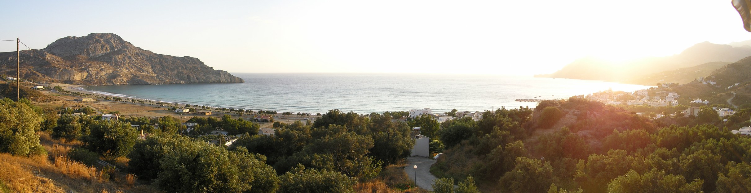 Panoramic 180 degree view of Plakias bay from our balcony in the Atlas Apartments.